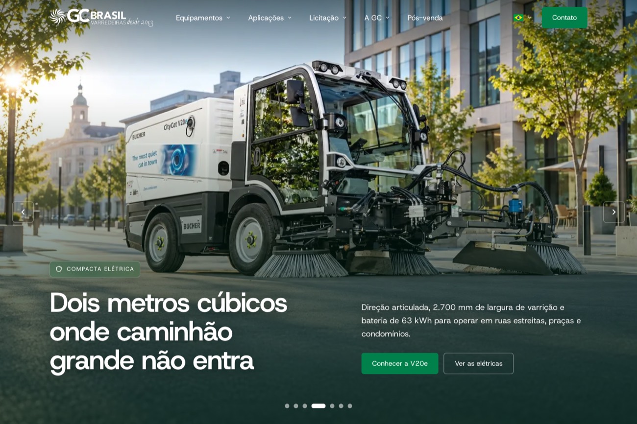 Página inicial do site novo da GC Brasil